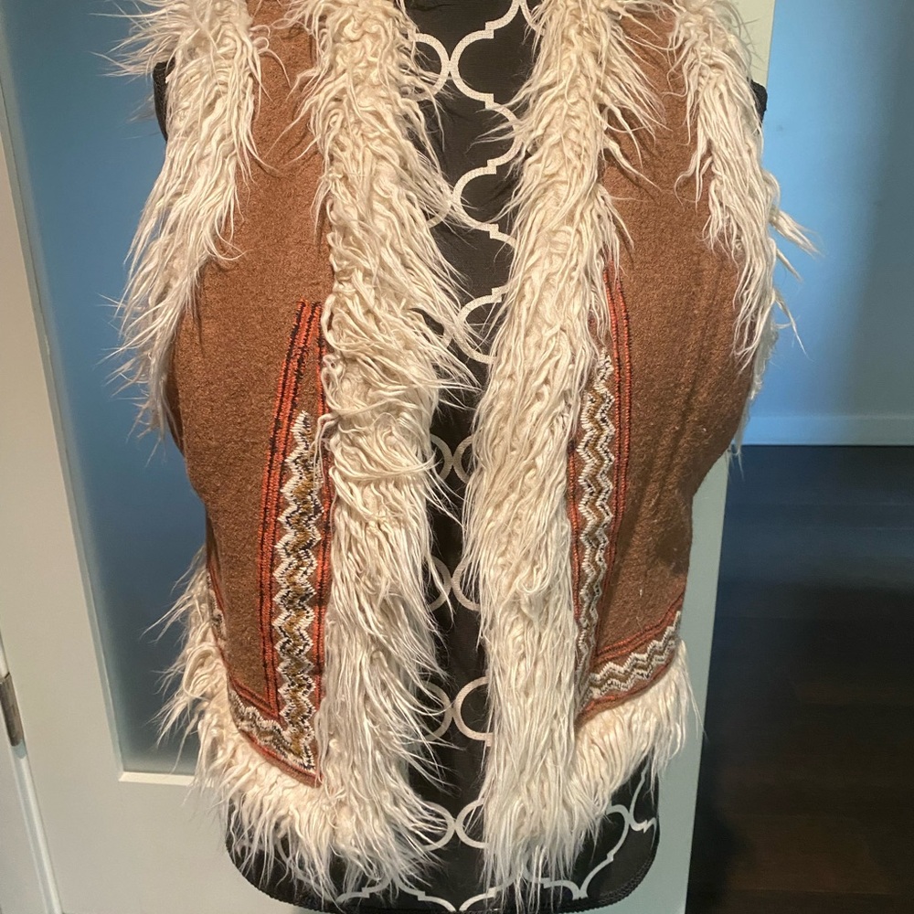 Free People Brown and Cream Vest